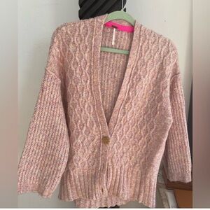 Free People Molly Cable Cardi in Angel Food Cake XS 65
